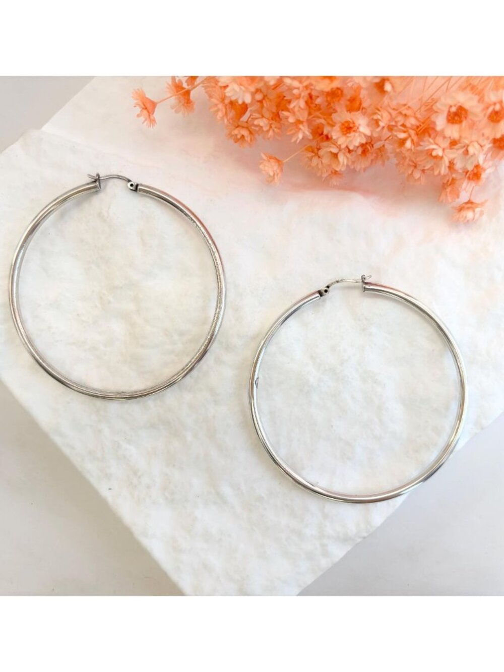 Jumbo Sterling Silver Hoop Minimalist Hollow Skinny Vintage 925 Earrings